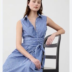 Banana Republic Blue and White Striped Midi Dress
